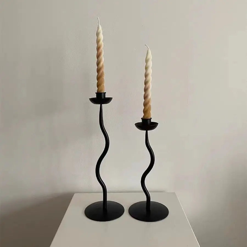 Deco Wave Iron Candle Holder - Image 2